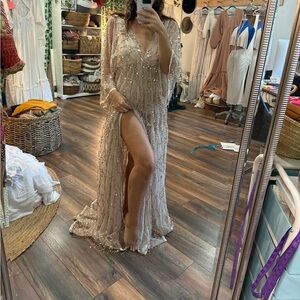 Elegant Sequin Gown with Slit by Reclamation